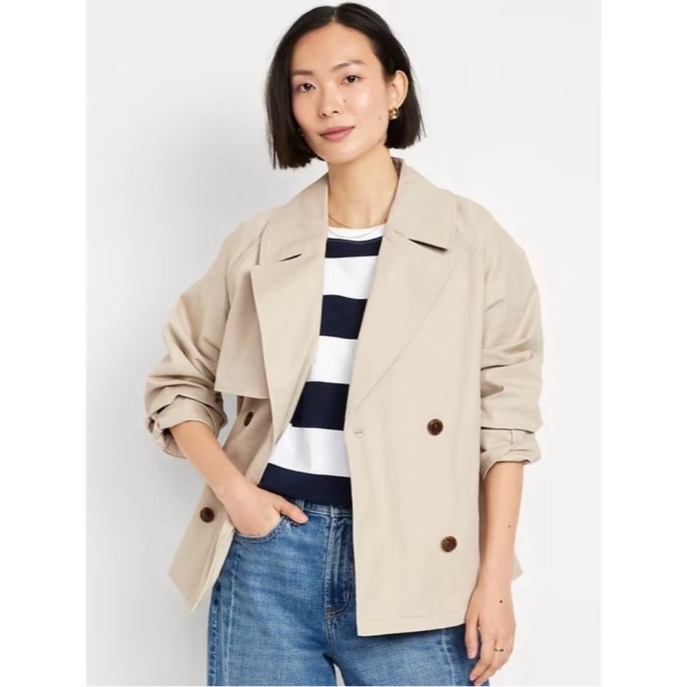 Old Navy Oversized Double-Breasted Short Trench Coat